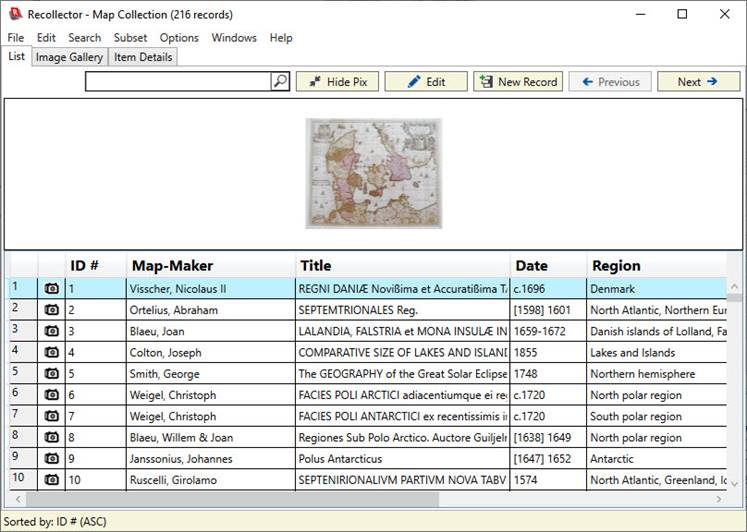 A screenshot of the List View