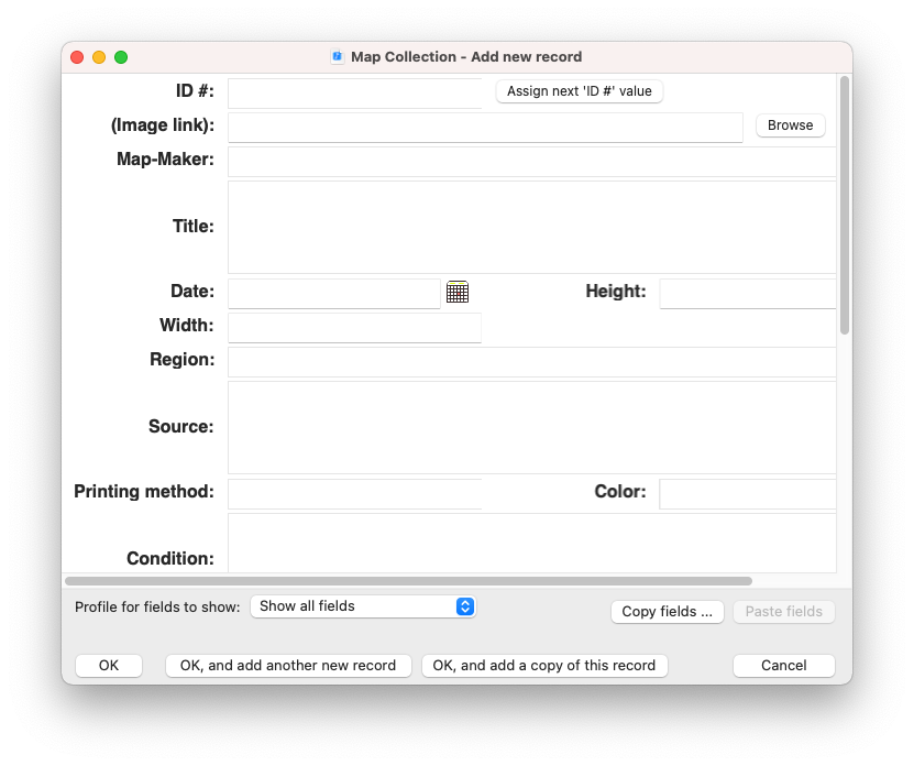 Import New Collection dialog