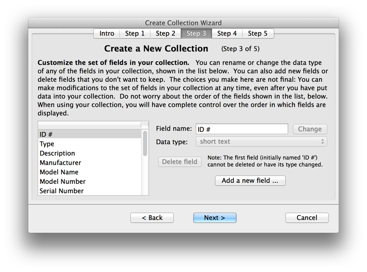 Wizard Step 3: Customize fields