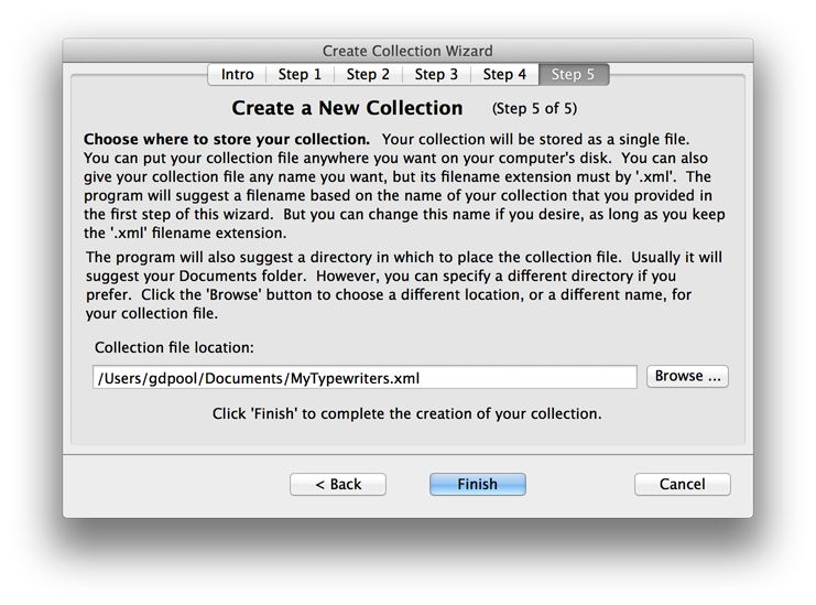 Wizard Step 5: Choose file location