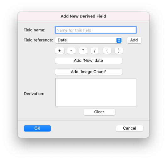 Derived Field dialog