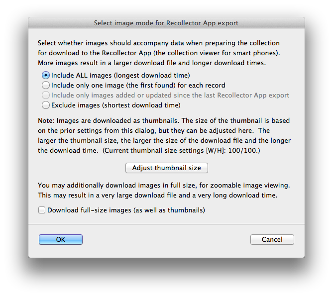 Download to Recollector App dialog