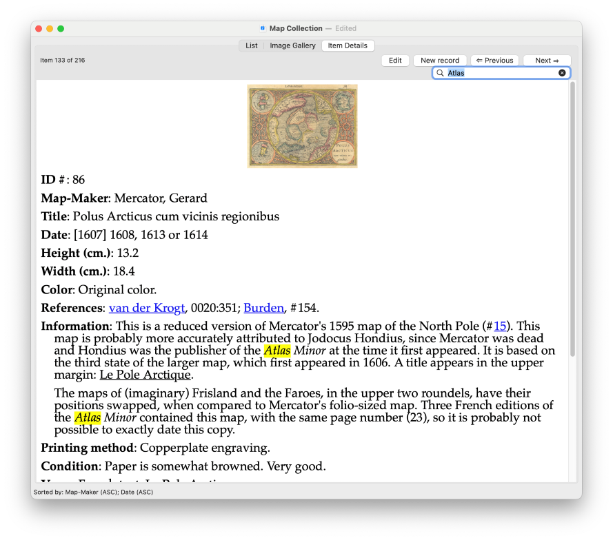 Item Details after search